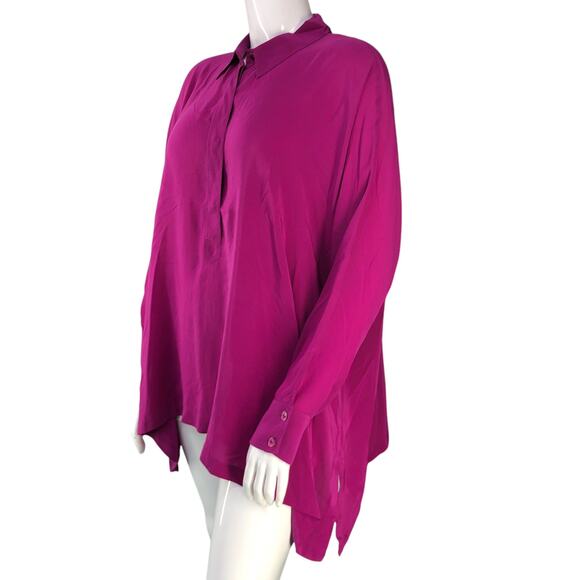 Eileen Fisher Womens Size M Tunic Top Hi Low Long Sleeve Popover Silk *TINY FLAW - Picture 4 of 16